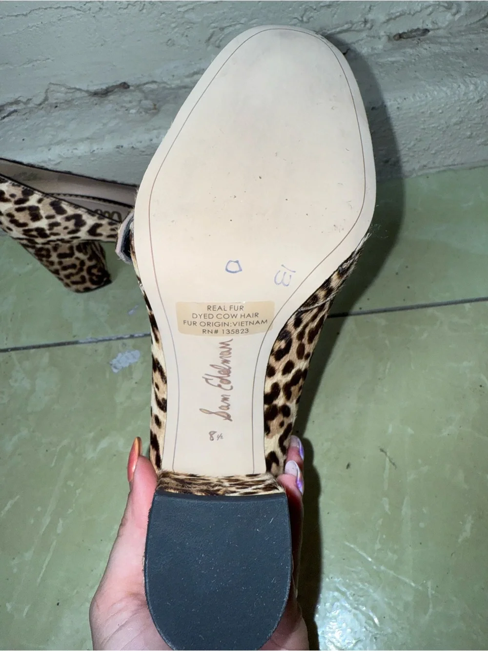 Sam Edelman Leopard Calf Hair Loafer Block Heel Buckle‎ Pump Mob Wife-8.5